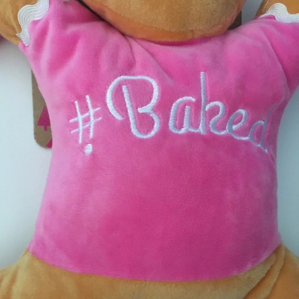 NEW Dog Toy Pink Plush Gingerbread Man Squeaker Christmas Baking Theme “#Baked”